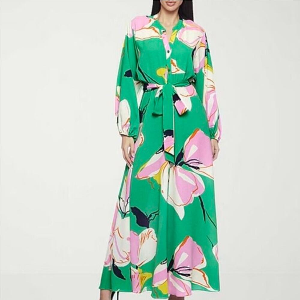Womens Size 14 Maxi Dress Vibrant Flowy Resort Beach Vaca Summer Floral Tropical